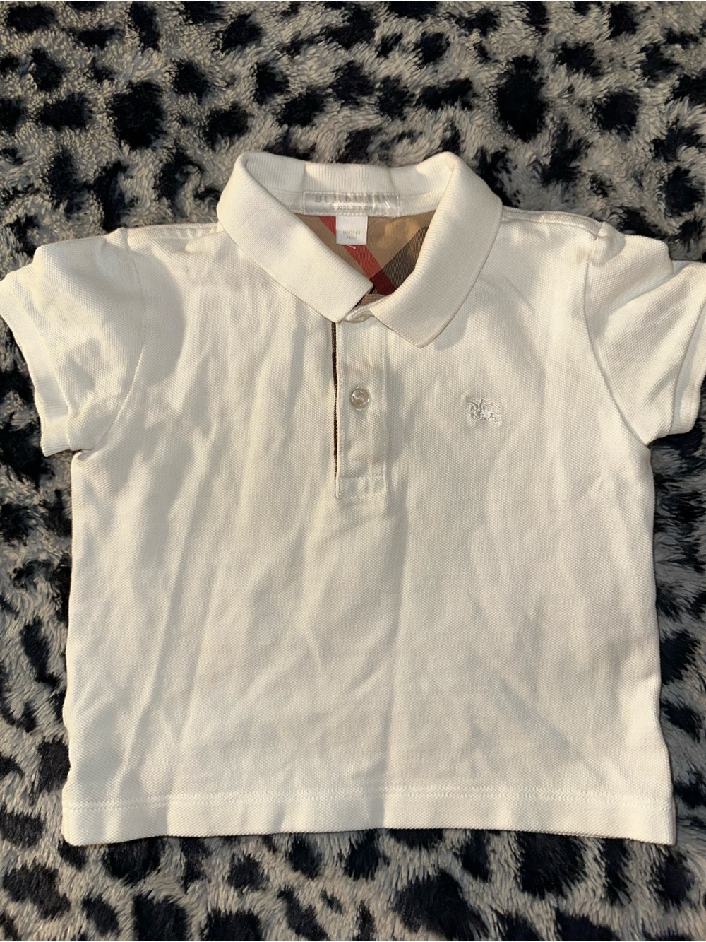 Burberry Cream Polo with Signature Check Trim - Kids